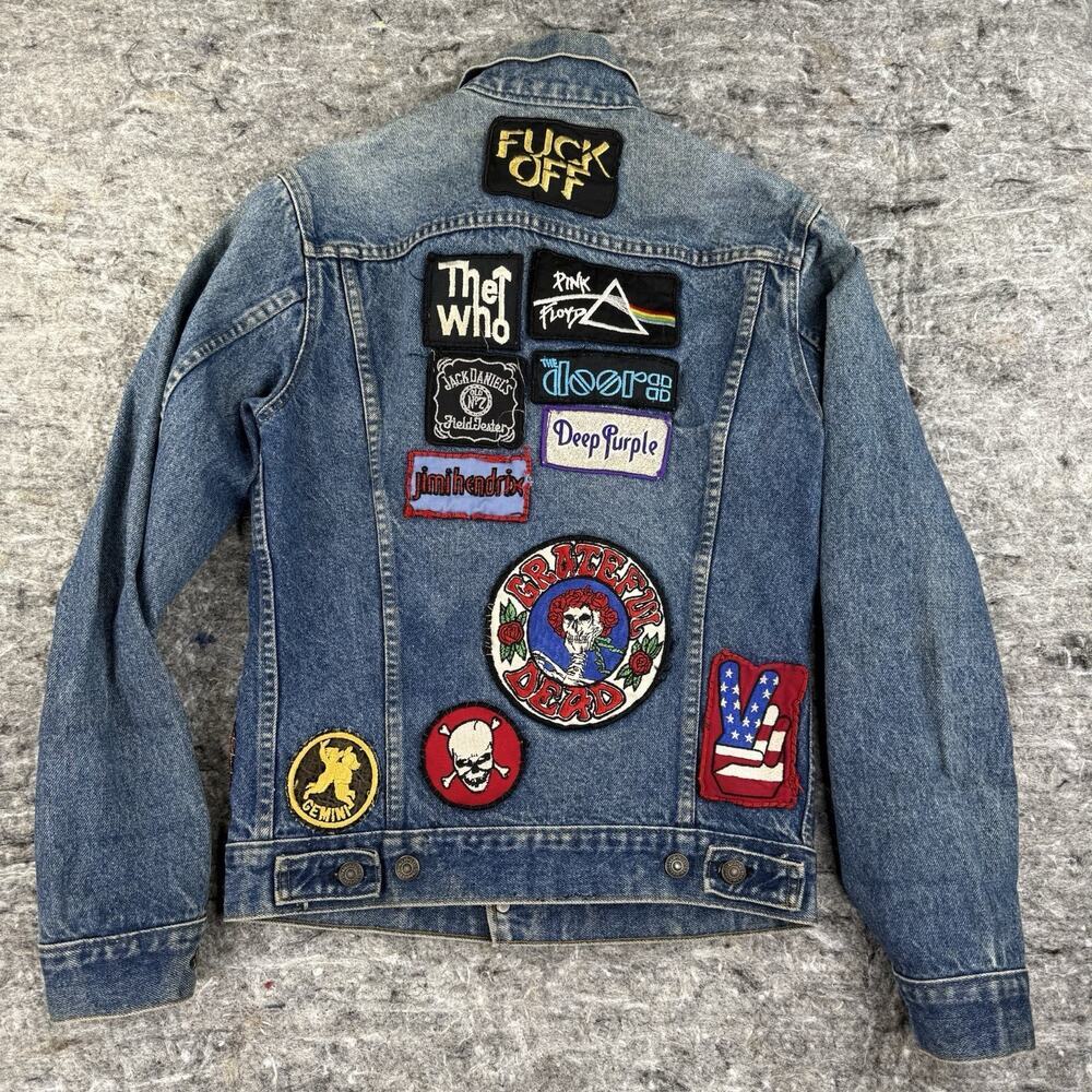 Vintage Levis Jacket Blue Denim Trucker Patch 71205 0217 Made USA Sz 36L WPL 423 - Picture 12 of 16